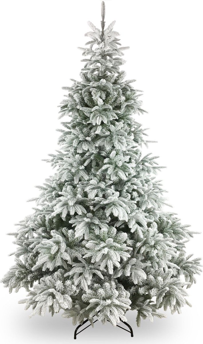 Andorra Flocked kunstkerstboom 228 cm wit met metalen voet