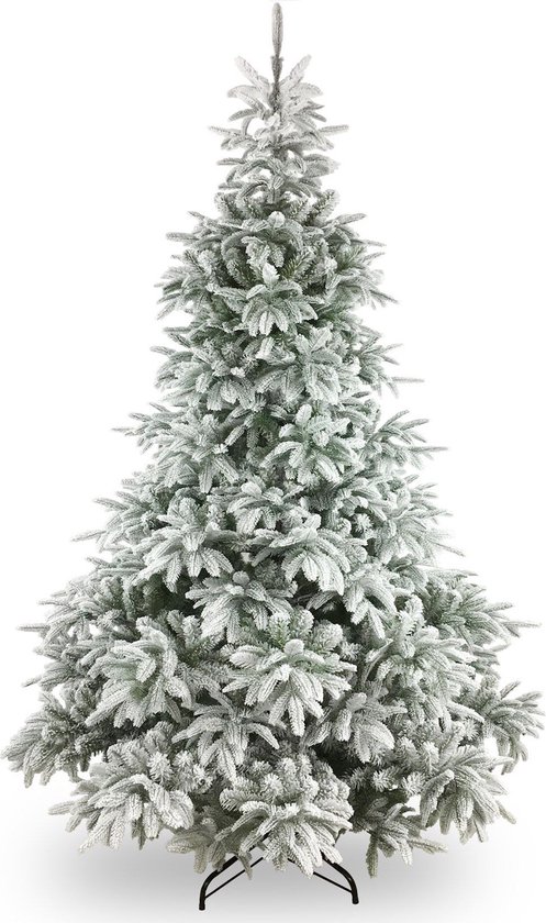 Andorra Flocked kunstkerstboom 228 cm wit met metalen voet