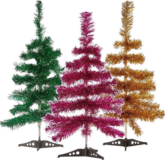 Arte R kerstbomen glitter folie set 3x 60cm diverse kleuren