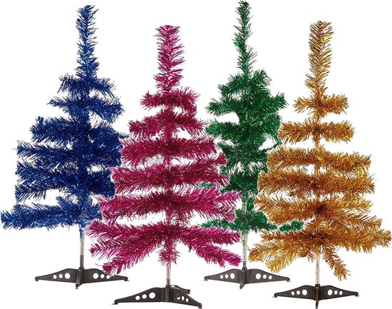 Arte R kerstbomen set 4x glitter folie 60cm diverse kleuren