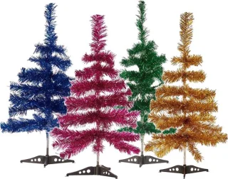 Arte R kerstbomen set 4x glitter folie 60cm diverse kleuren
