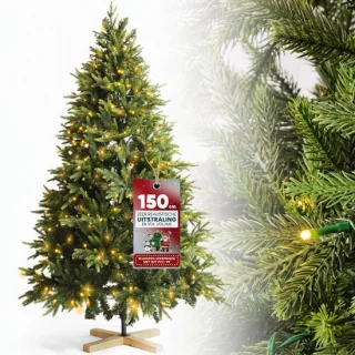 Arvioo kunstkerstboom 150 cm automatisch PE PVC mix met warm wit led