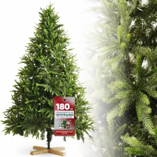 Arvioo kunstkerstboom 180 cm automatisch PE PVC mix houten voet