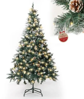 Arvioo voorverlichte kerstboom groen met sneeuw 120 cm