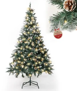 Arvioo voorverlichte kerstboom groen met sneeuw 180 cm