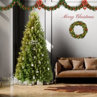 Aufun Kunstkerstboom Edelspar 225 cm met standaard