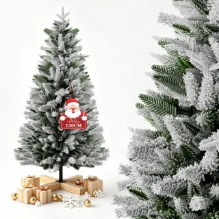 Aufun Premium kunstkerstboom – 150 cm – kunstspar met sneeuweffect