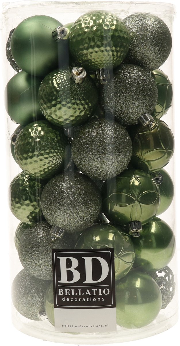 Bellatio kerstboom H150 cm saliegroen met kerstballen
