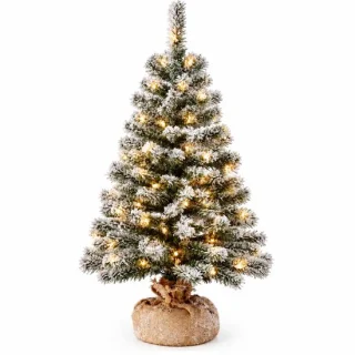 Besneeuwde kunst kerstboom – H90 cm – jute zak