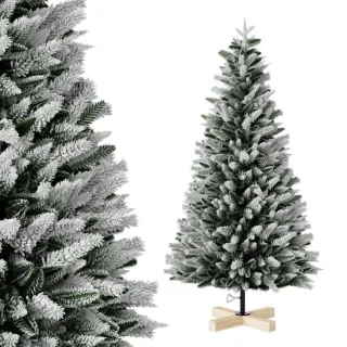 Besneeuwde kunstkerstboom – 180 cm – zonder verlichting – PE/PVC – houten standaard