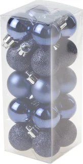 besneeuwde mini kerstboom 35 cm donkerblauw met kerstballen