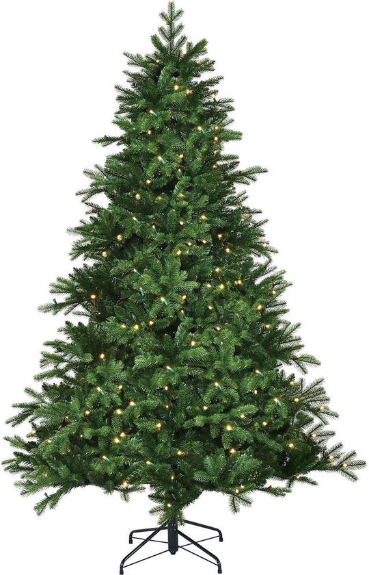 Zeer realistische Brampton Spruce — een volle kerstboom met LED-verlichting