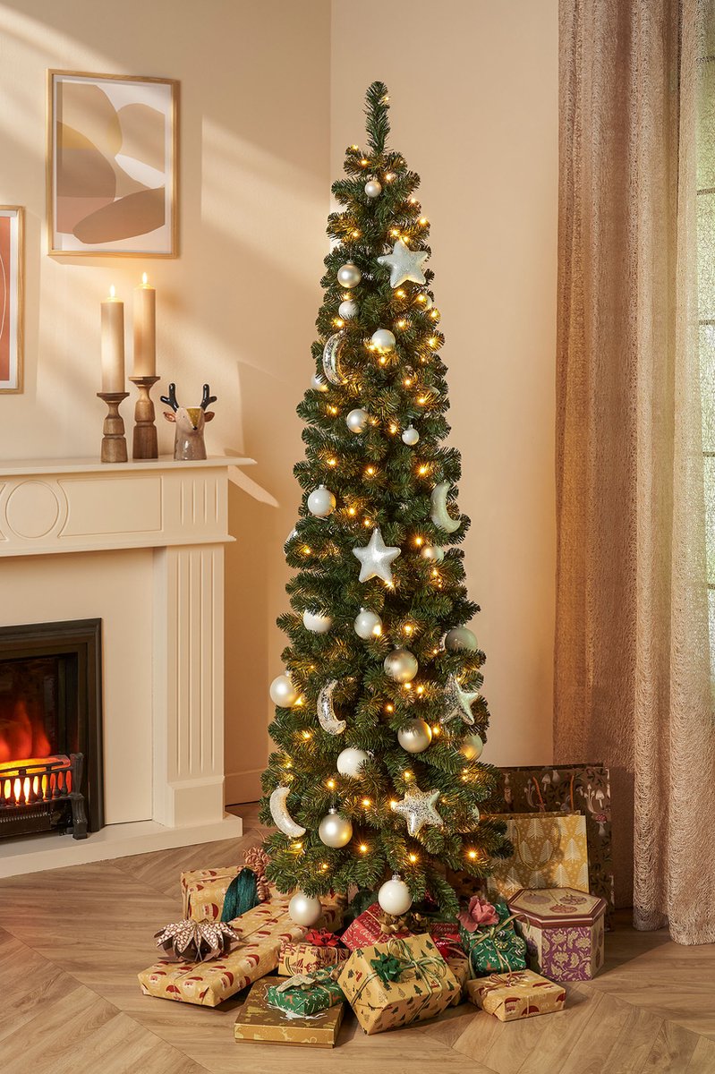 Black Box Trees Charlton Pilar kerstboom led 160L groen warm wit h215xd56cm