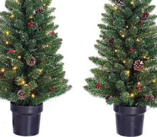 Black Box Trees Creston Kerstboomset 2 bomen + 1 krans Groen
