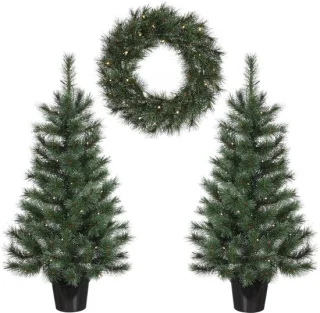 Black Box Trees Glendon Set - 2 Kerstbomen en 1 Krans