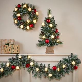 Black Box Trees Kaprun Kunstkerstboom H60 Ø39 cm Groen Frosted Rood