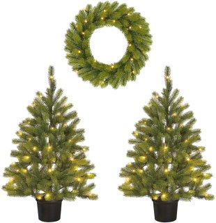 De Black Box Trees Nagoya Set - 2 Kerstbomen en 1 Kerstkrans in één oogopslag