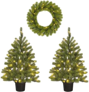 Black Box Trees Nagoya Set - 2 Kerstbomen en 1 Kerstkrans