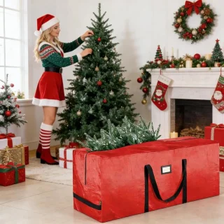 Boom opslagtas kerstboom rood 122 x 38 x 51 cm