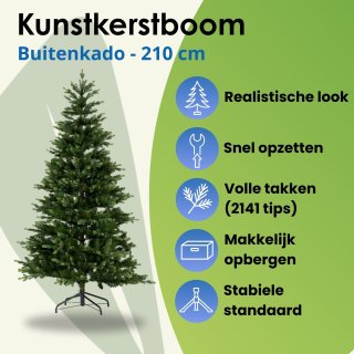 Wat vinden we goed aan de Buitenkado Luxe Kunstkerstboom 210 cm Groen