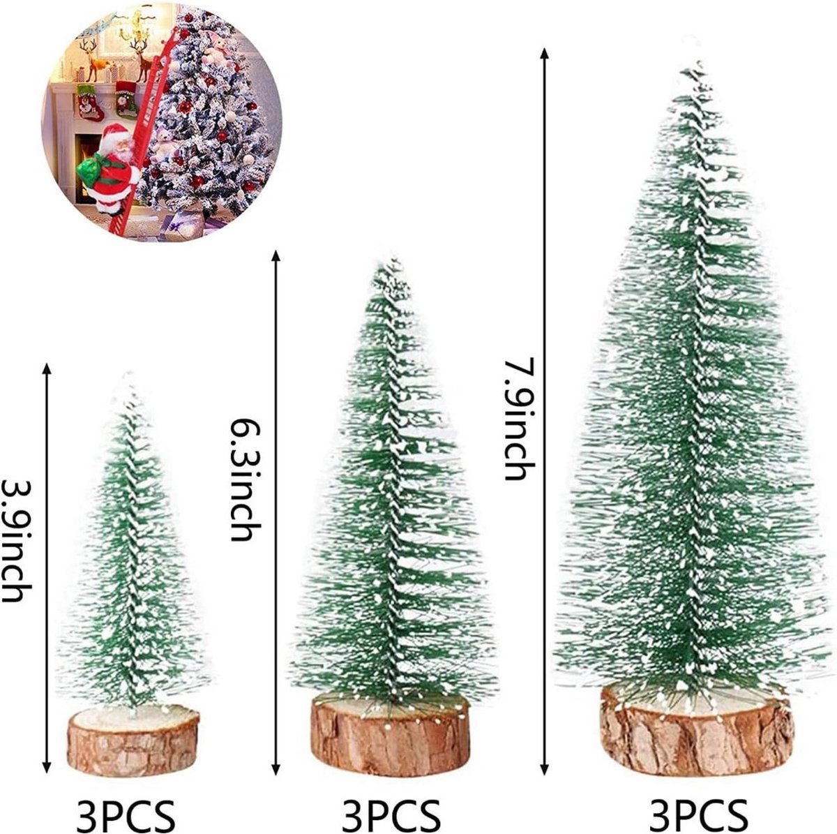 C 3x Mini Kerstboom met Verlichting
