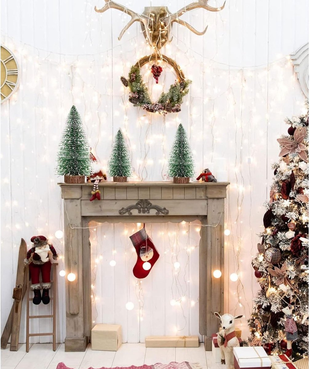 C 3x Mini Kerstboom met Verlichting
