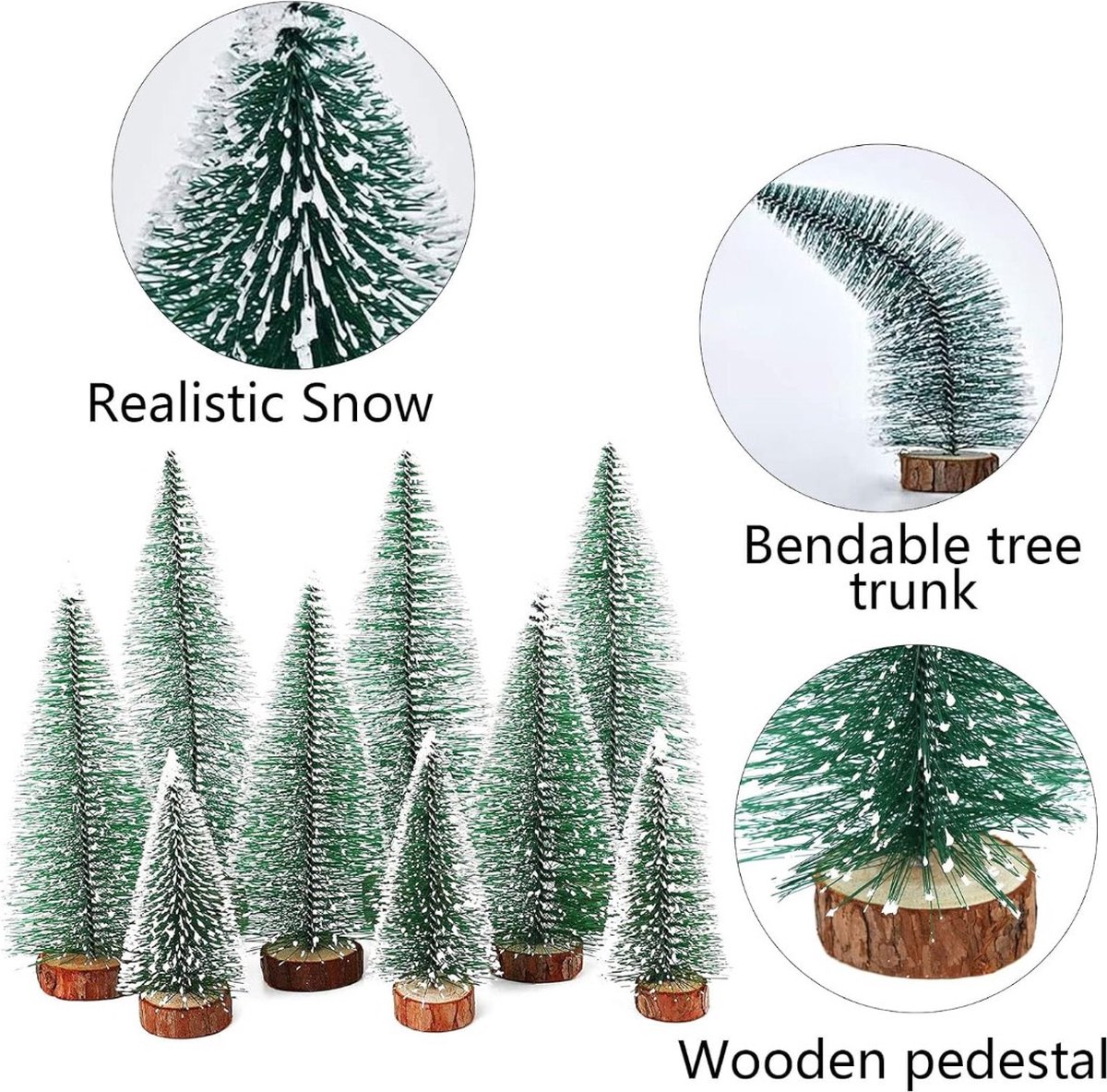 C 3x Mini Kerstboom met Verlichting