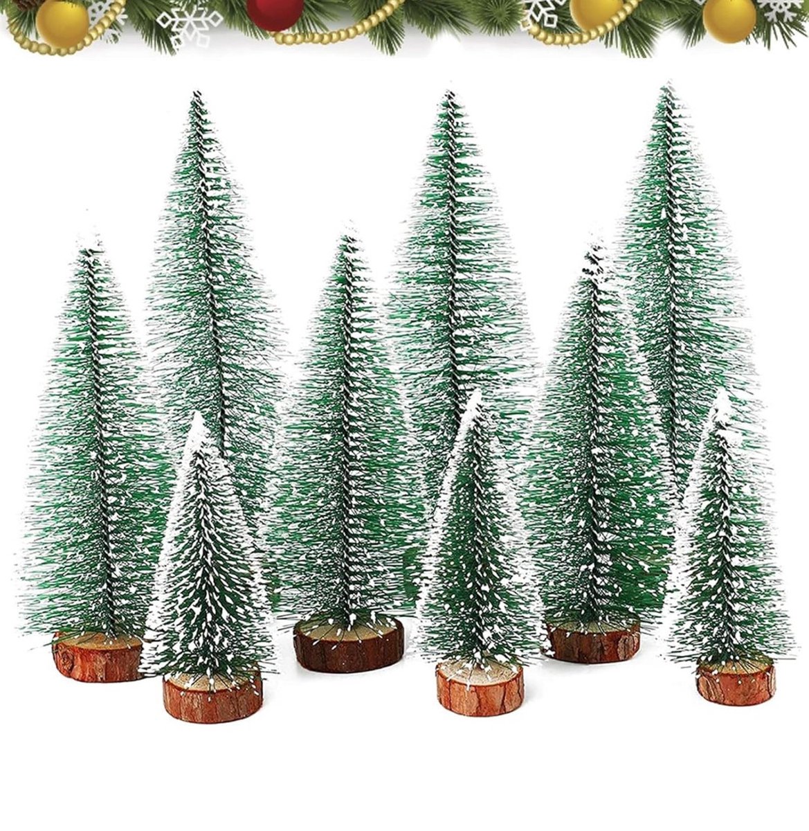C 3x Mini Kerstboom met Verlichting