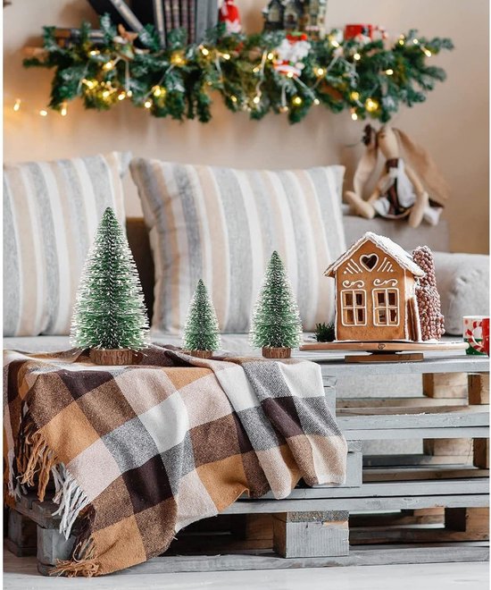 C 3x Mini Kerstboom met Verlichting