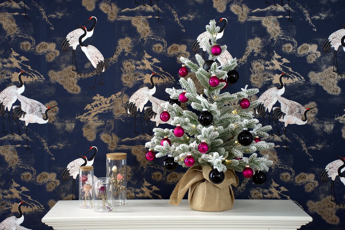Cambridge flocked verlichte kerstboom 75 cm