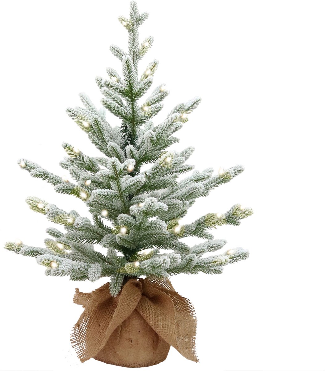 Cambridge flocked verlichte kerstboom 75 cm