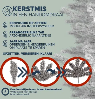 Casaria Kerstboom PVC Wit 150 cm Metalen Voet