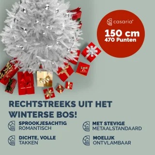 Casaria Kerstboom PVC Wit 150 cm Metalen Voet