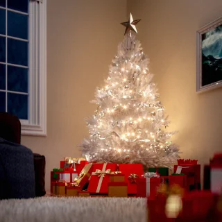 Casaria Kerstboom PVC Wit 150 cm Metalen Voet