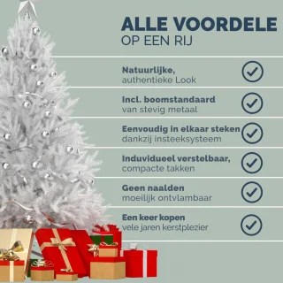 Casaria PVC Kerstboom 180 cm Wit Metalen Voet