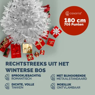 Casaria PVC Kerstboom 180 cm Wit Metalen Voet