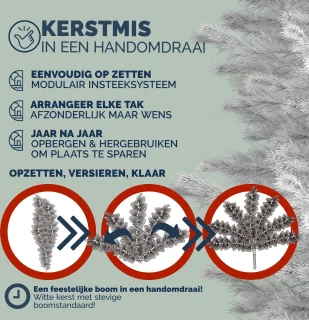 Casaria PVC Kerstboom 180 cm Wit Metalen Voet