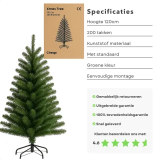 Cheqo® Kunstkerstboom 120 cm Groen met standaard