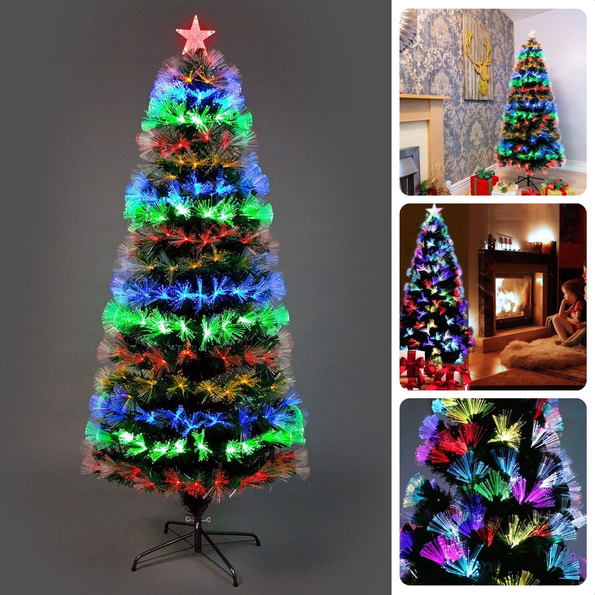 Cheqo Kunstkerstboom 120 cm Multicolor LED Fiber Optic