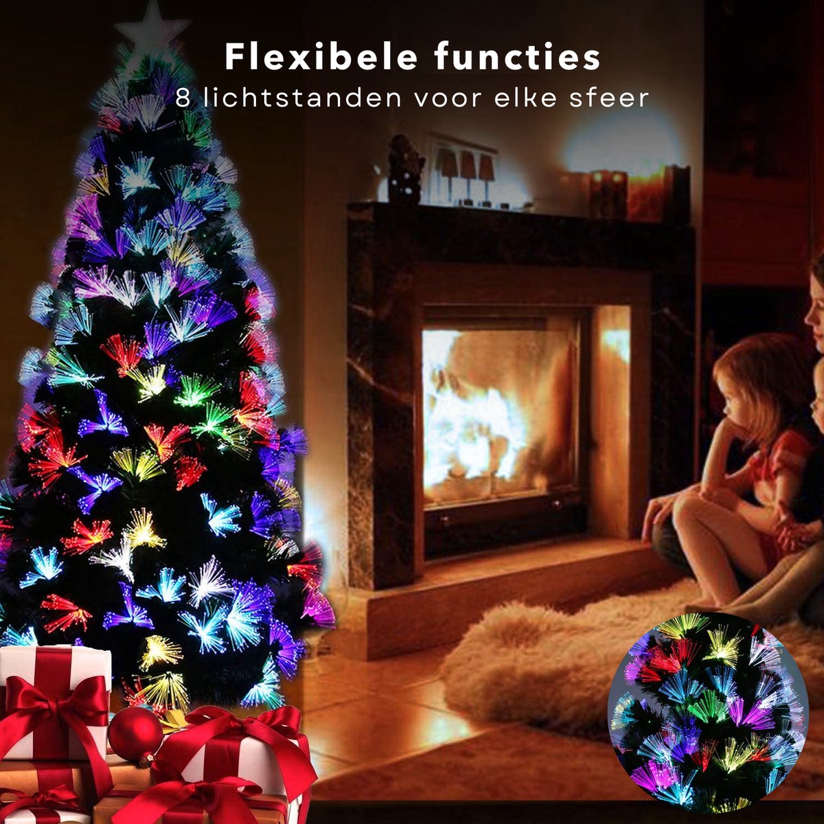 Cheqo Kunstkerstboom 120 cm Multicolor LED Fiber Optic
