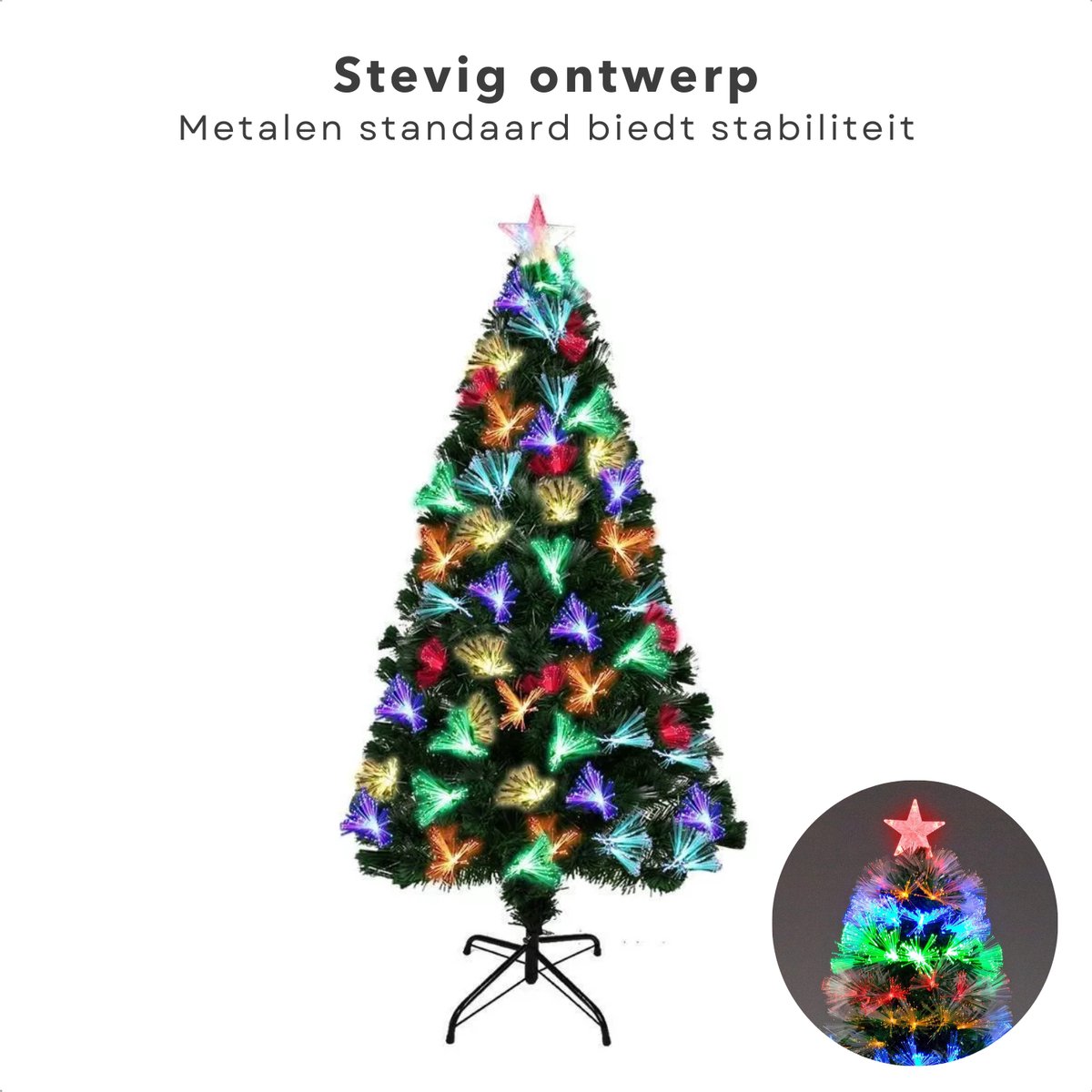 Cheqo Kunstkerstboom 120 cm Multicolor LED Fiber Optic