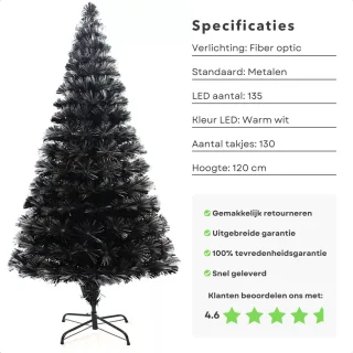 Cheqo® Kunstkerstboom 120 cm Warm Wit LED