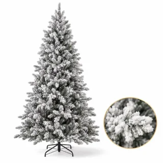 Cheqo® kunstkerstboom 155 cm met sneeuw - witte kerstboom