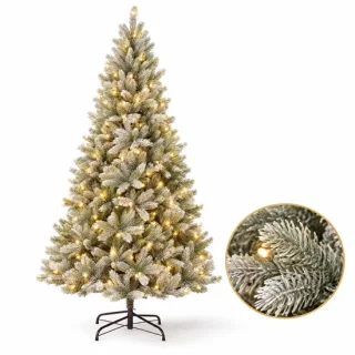 Cheqo® kunstkerstboom 180 cm met sneeuw en verlichting