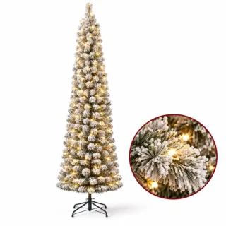 Cheqo® kunstkerstboom 230 cm met sneeuw en verlichting warm wit