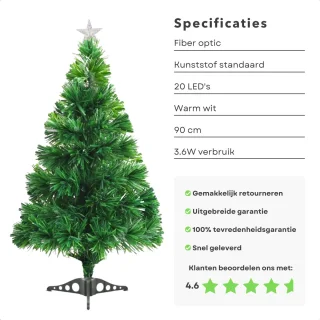 Cheqo Kunstkerstboom 90 cm Fiber Optic Warm Wit LED