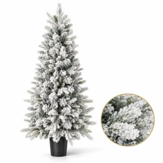 Cheqo® kunstkerstboom in pot 120 cm met sneeuw