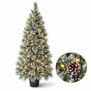 Cheqo® kunstkerstboom met sneeuw en verlichting 120 cm