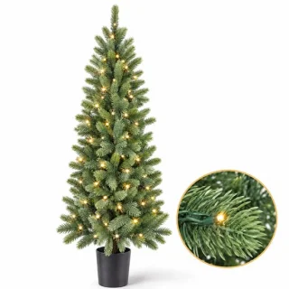 Cheqo® kunstkerstboom met verlichting in pot