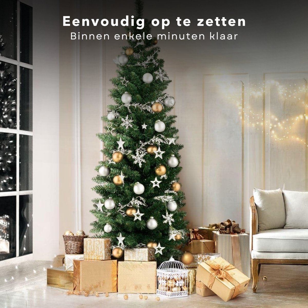 Cheqo® Kunstkerstboom Smal 120 cm Metalen Standaard